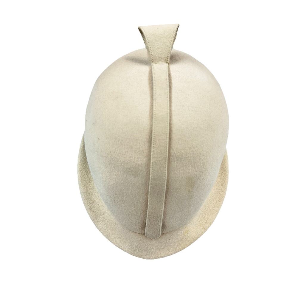 Vintage Adolfo II Marshall Fields Felt Equestrian Dome Hat Cream Union Made USA - Picture 1 of 10